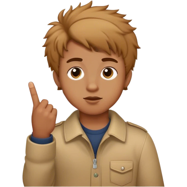 Light brown boy with long coily hair like Dora the explorer sticking middle finger up emoji