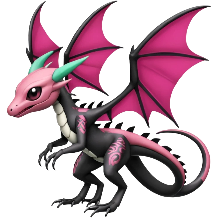 Magenta, black and white Meloetta-Flygon-Gorebyss-Salandit-Gargoyle-Pokémon-Fakémon-creature-fusion-hybrid emoji