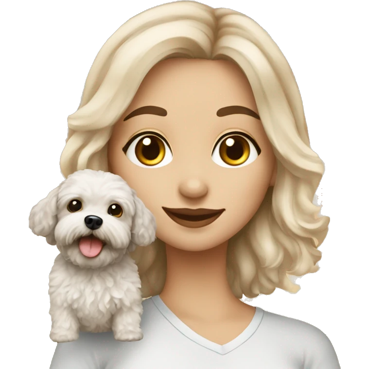 Girl with dog maltipoo  emoji