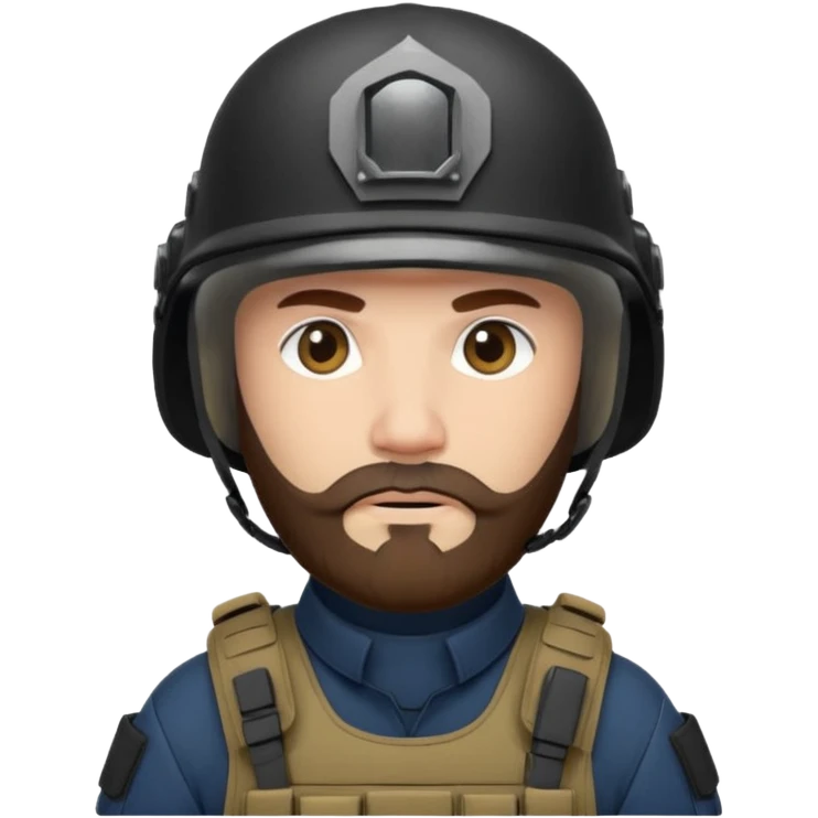 SWAT member with white skin and brown beard emoji