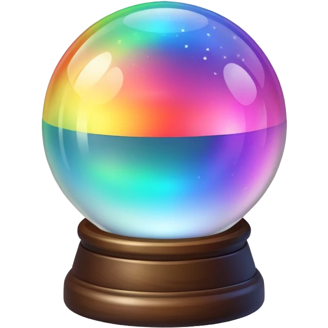 White glowing crystal ball rainbow iridescent glow emoji