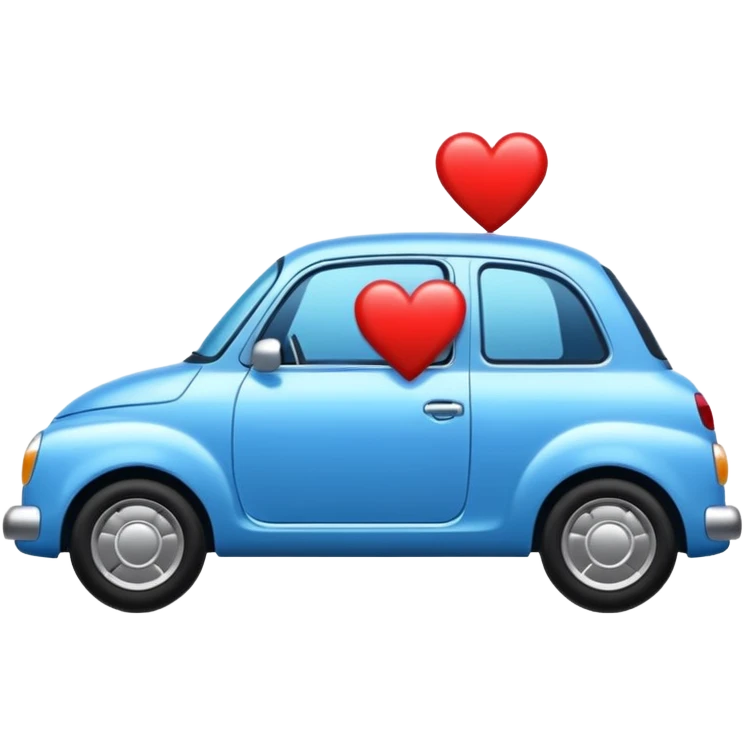 Blue car with heart emoji
