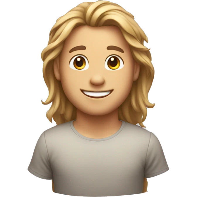 happy boy with long hair emoji