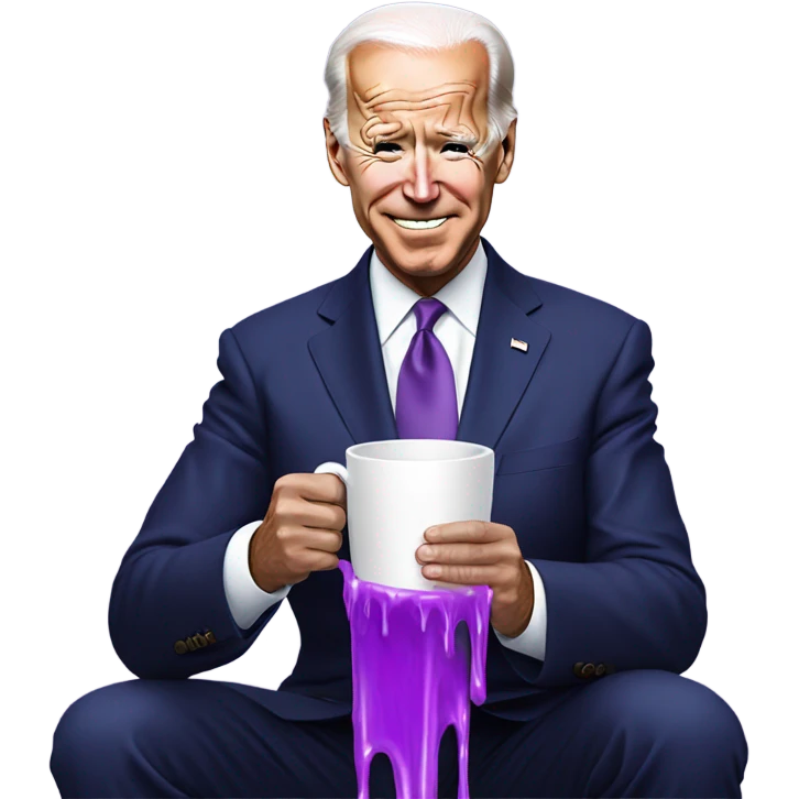biden with purple liquid spilling out of white cup emoji