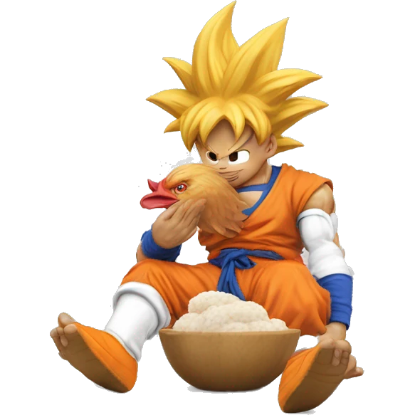 GOKU qui mange un poulet  emoji