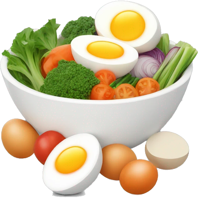 Bowl with sliced vegetables and egg emoji