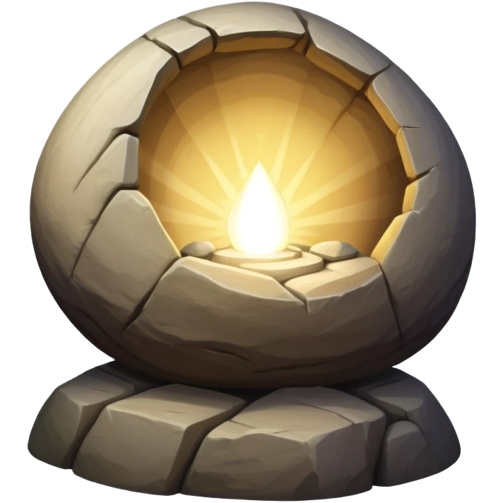 light coming from tomb (Easter) (big round rock moved light coming through) emoji