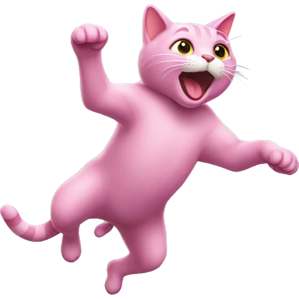 Pink cat jumping up emoji