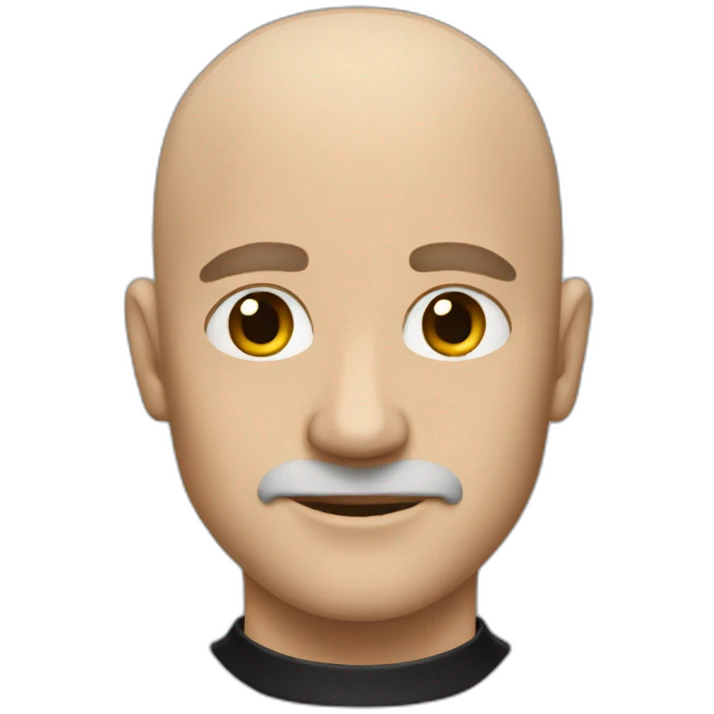 Emoji of a bald white man with a strong face dressed in black  emoji