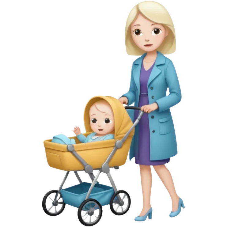 exhausted lady shopping with baby emoji