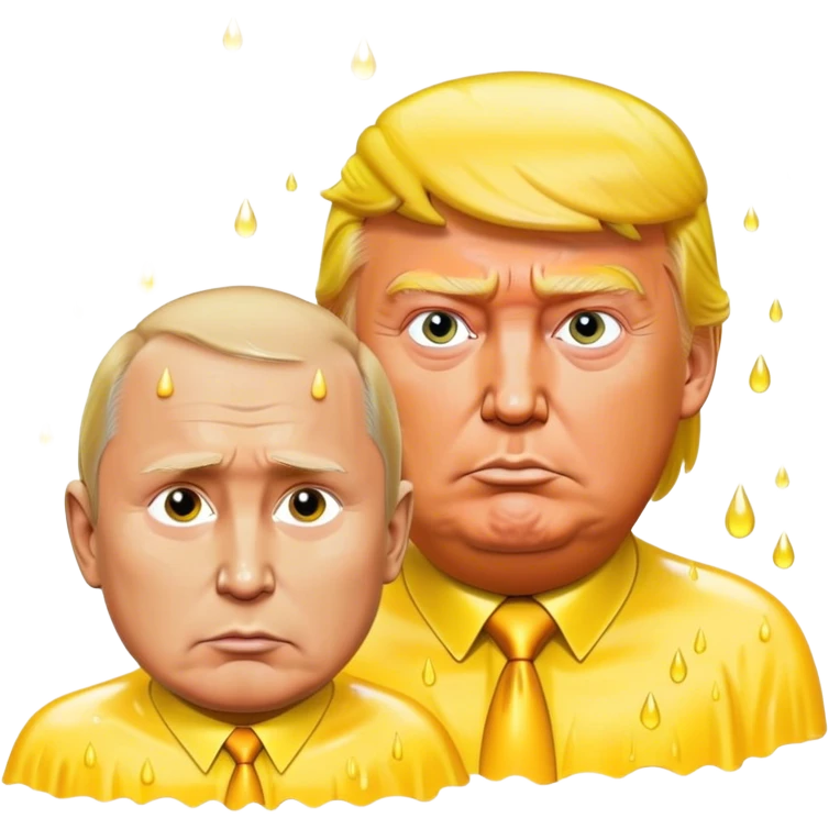 Trump soaked by yellow rain with Putin watching  emoji
