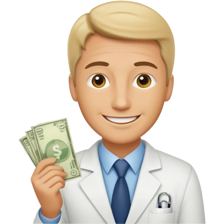 Happy CEO investing money to a hospital emoji