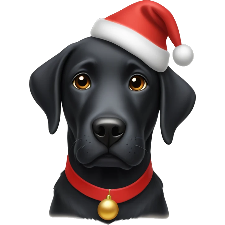 Black Labrador dog wearing Christmas hat emoji