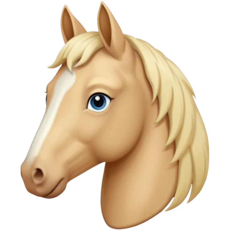 create a horse head with a short mane, the horse and mane should be the same color, very light cream and the horse should have light blue eyes emoji