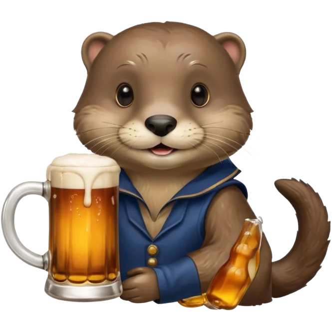 a beer holding an otter in its hand emoji