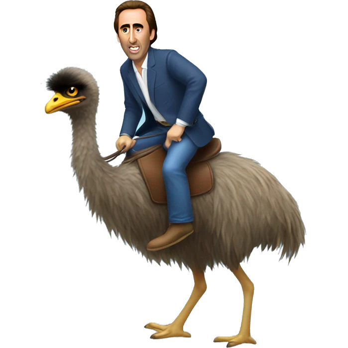 nic cage riding an emu emoji