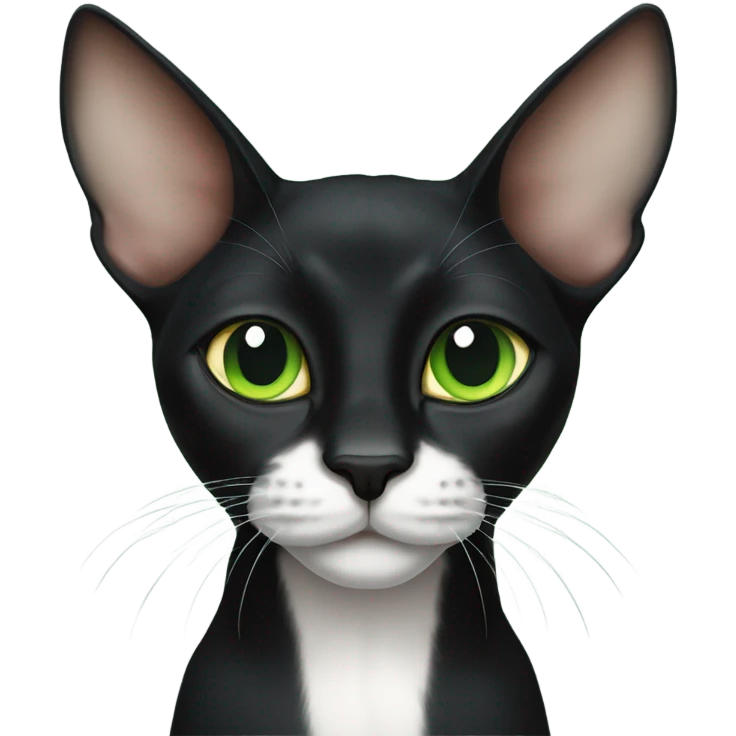  green eyed sphinx black cat with white spot on the nose emoji