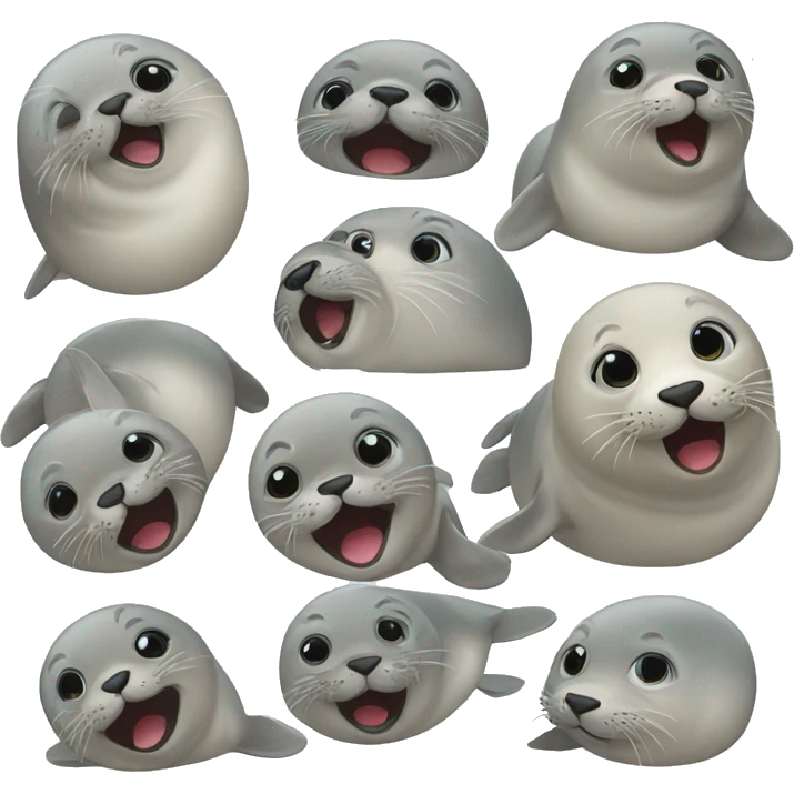 seal displaying all kinds of emotions emoji