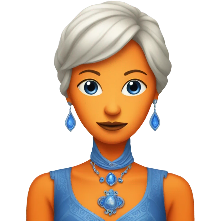 a orange alien woman full body in blue Romanov dress emoji