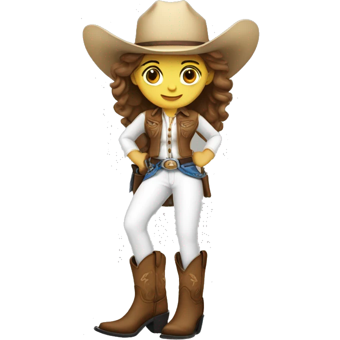 White Cowgirl wearing cowboy boots emoji