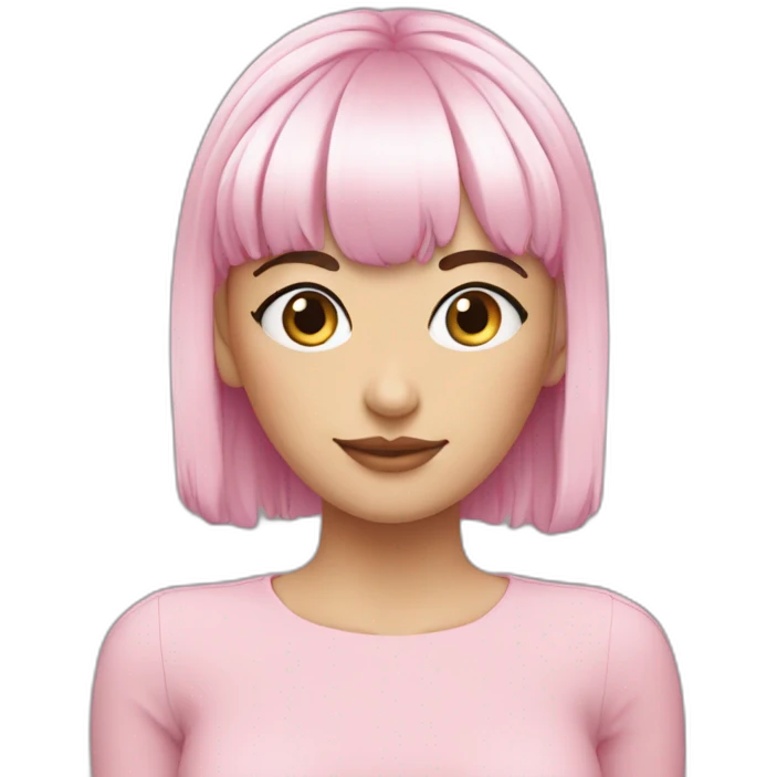 short pixie bangs platinated woman pink hair band emoji