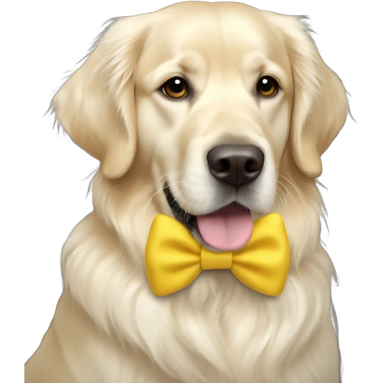 English cream golden retriever with yellow bow emoji