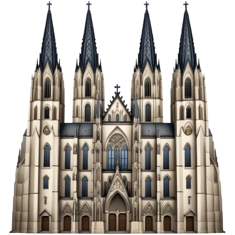 Cinematic Realistic Cologne Cathedral Landmark Emoji, showcasing Gothic architecture rendered with detailed stone textures and majestic, dynamic lighting. two tall  tall towers on either side emoji