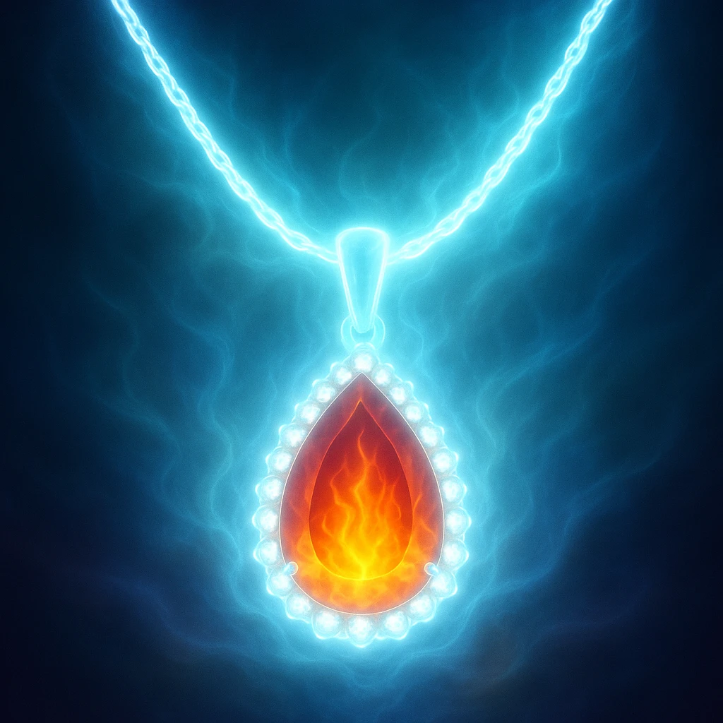 Make the necklace floating and ethereal, with a glowing aura emoji