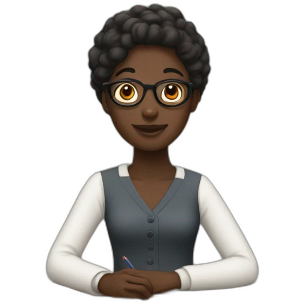 a teacher with black skin color giving a French lesson emoji