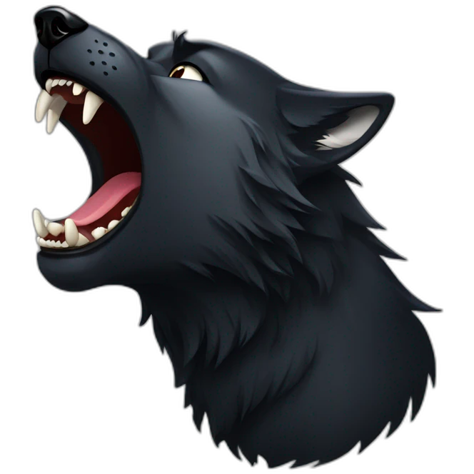 Black wolf growling  emoji
