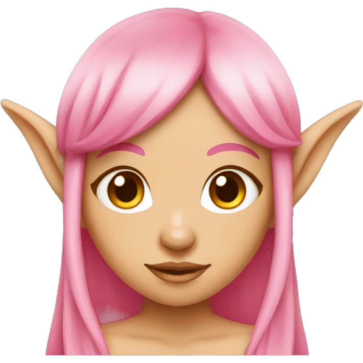 tan skinned elf girl with pink hair emoji