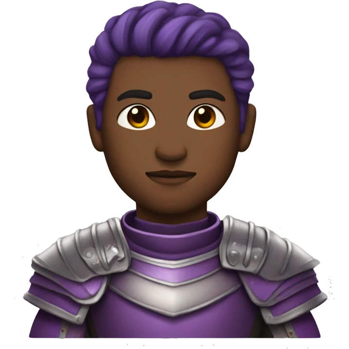 Purple armored warrior. No beard. Brown eyes emoji