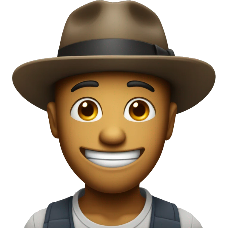 mischievous emoji wearing fedora that is tipped down slightly emoji