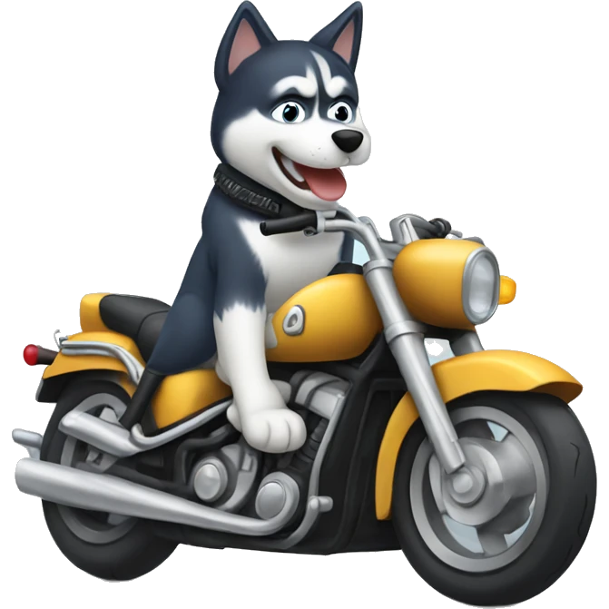 Husky riding a motorcycle  emoji