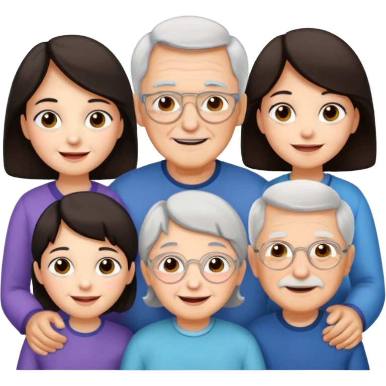 All white grandma and grandpa with 2 girls and 2 boys. The kids should have dark hair emoji