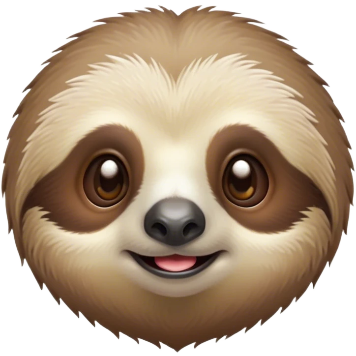 Cinematic Cute Sloth Portrait Emoji, Head tilted playfully and inquisitively, with a delightfully relaxed expression accented by a soft, fuzzy Fur and round, sparkling eyes filled with charm, Simplified yet irresistibly adorable features, highly detailed, glowing with a warm, gentle glow, high shine, affectionate and laid-back, stylized with a touch of whimsical laziness, bright and endearing, soft glowing outline, capturing the essence of a mischievous yet loving sloth that seems as if it could slowly dangle out of the screen into your arms! emoji