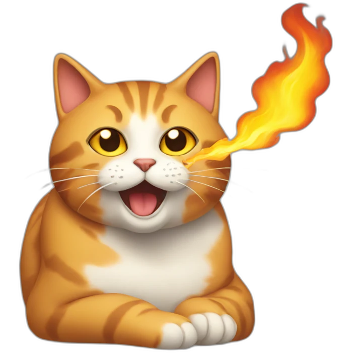 cat breathing fire emoji