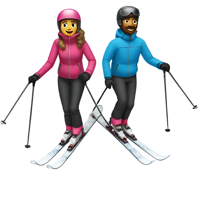 husband and wife skiing emoji