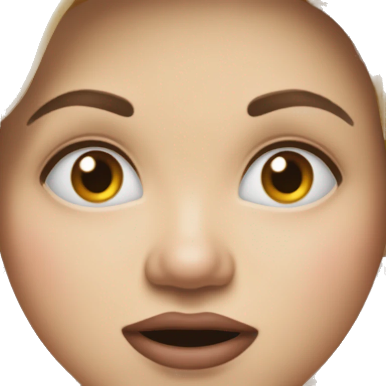 Un emoji avec les sourcils froncés la langue mordue qui sort et le coude en avant sa main contre sa face emoji