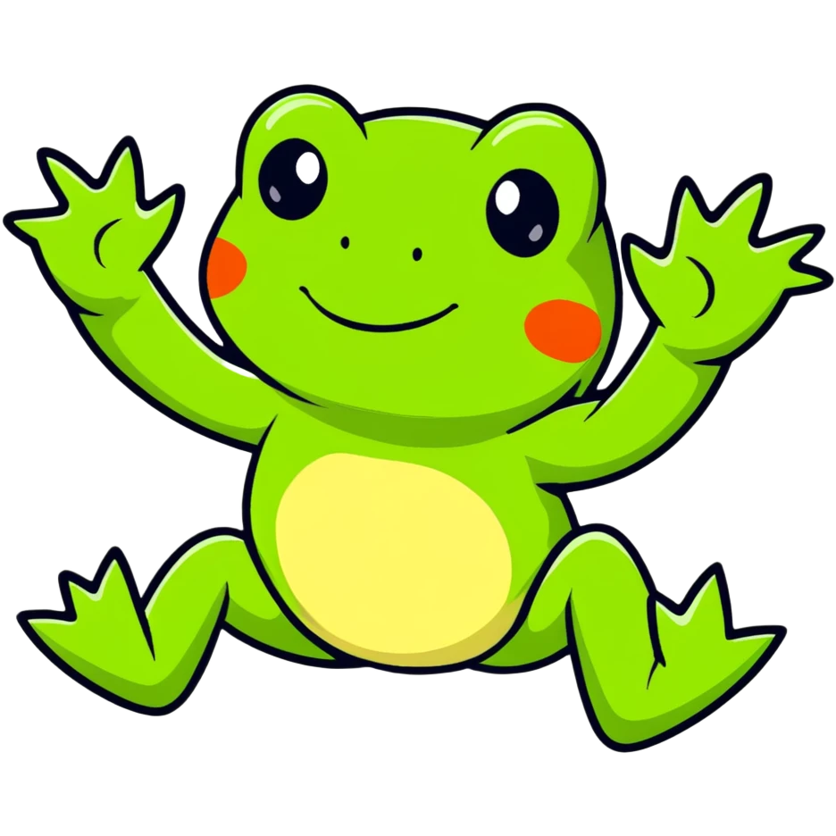 cartoon frog jumping emoji