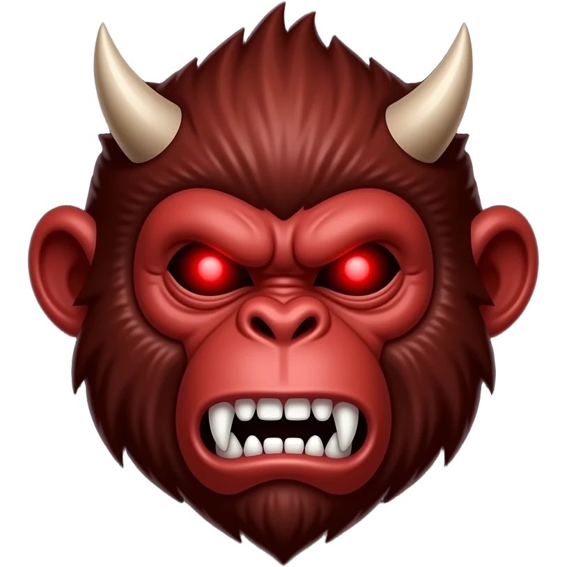 Red monkey with horns, only the head. Make it look more evil. emoji