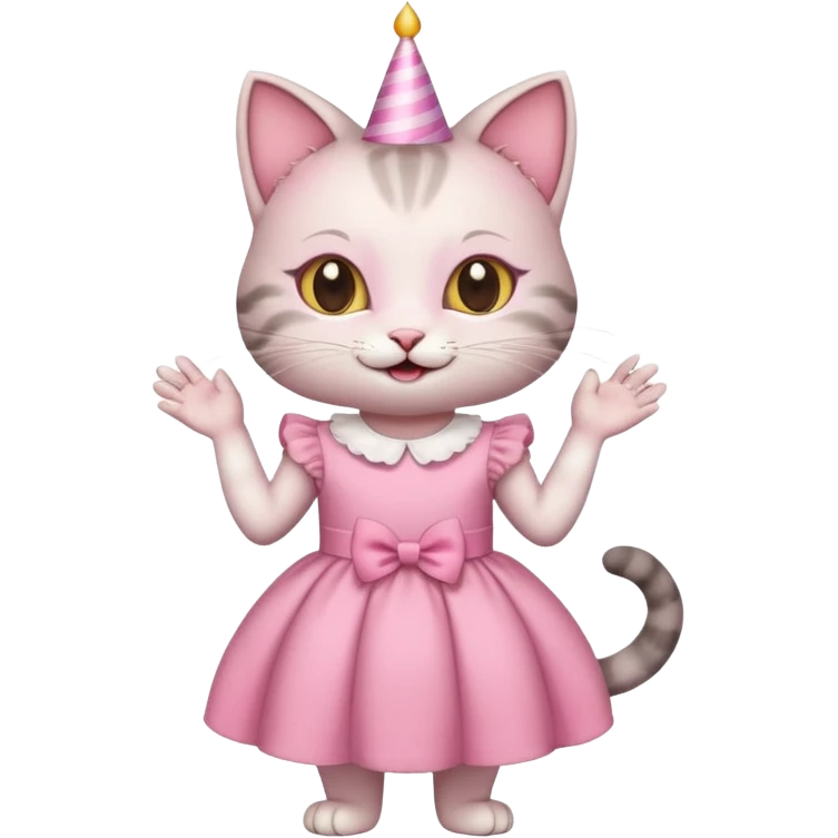 happy girl cat wearing a birthday dress emoji