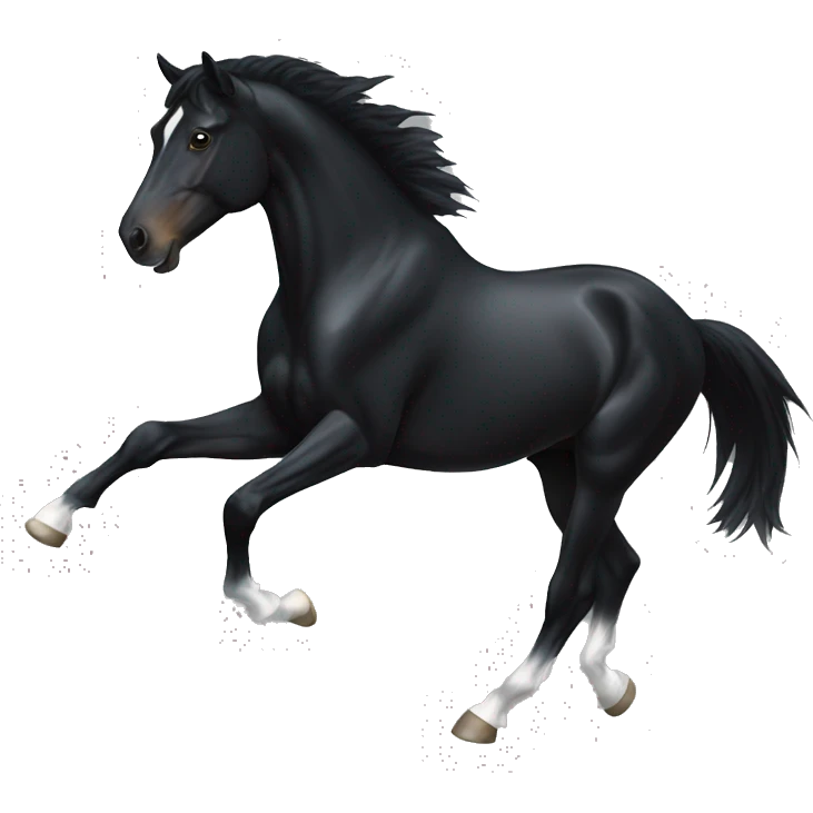 black horse with white marking jumps emoji