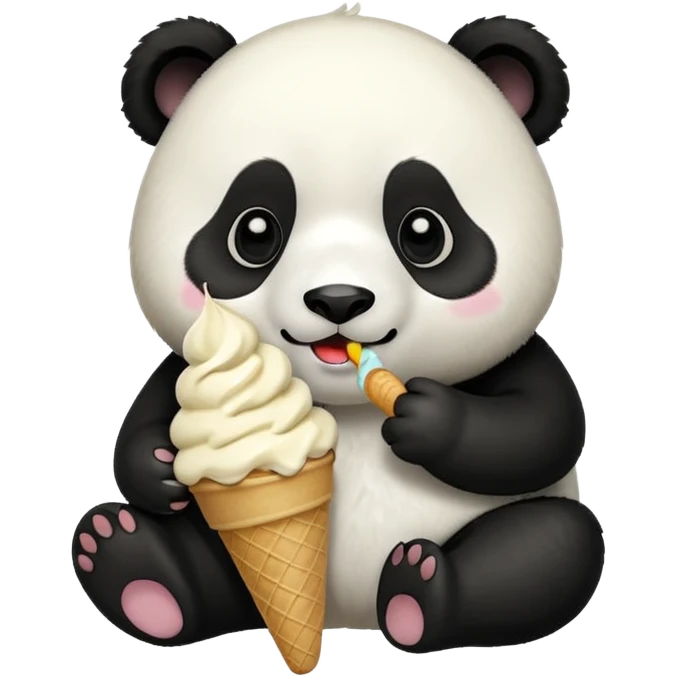 Panda eating ice cream emoji