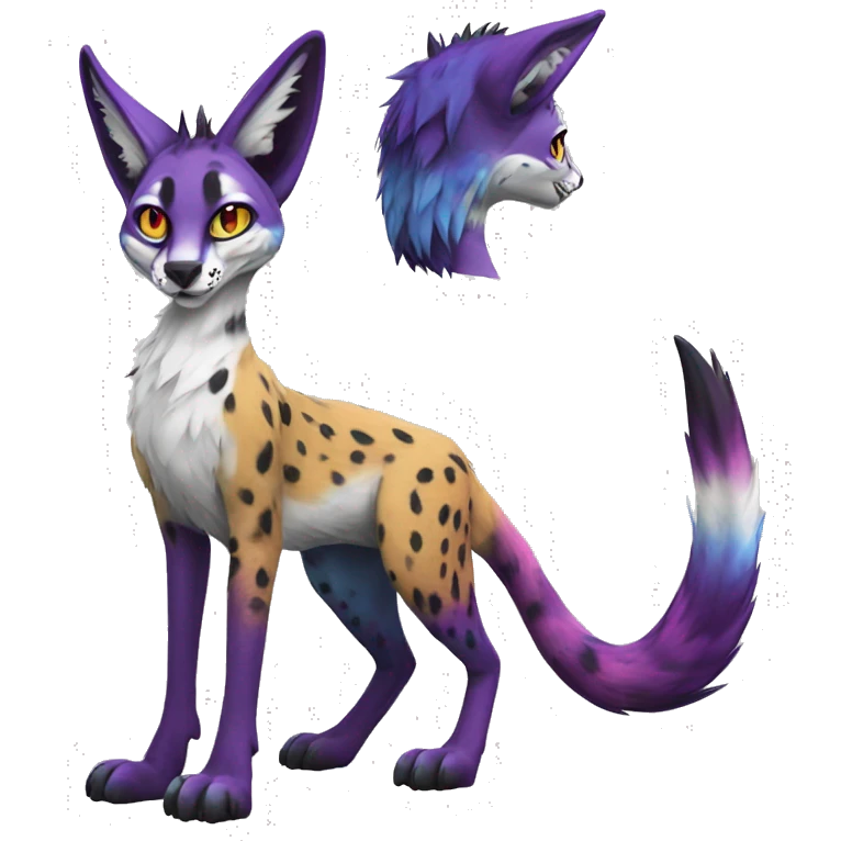 Epic Edgy Colorful Sergal-Serval-Vernid full body emoji