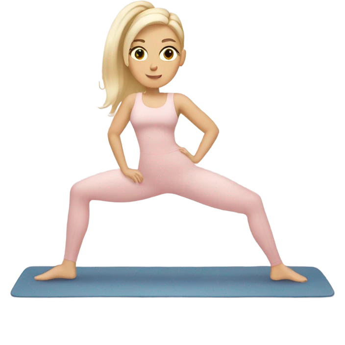 A blonde white Pilates girl in light pink clothes with beige fitness mat emoji