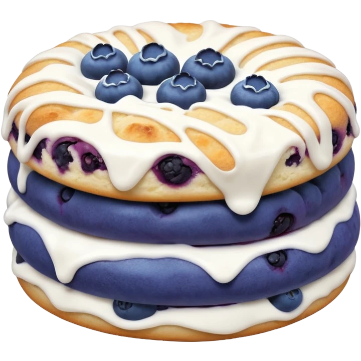 2 blueberry biscuits with white icing swirl on top emoji