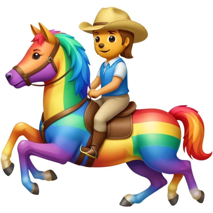 rainbow riding dog on a horse emoji