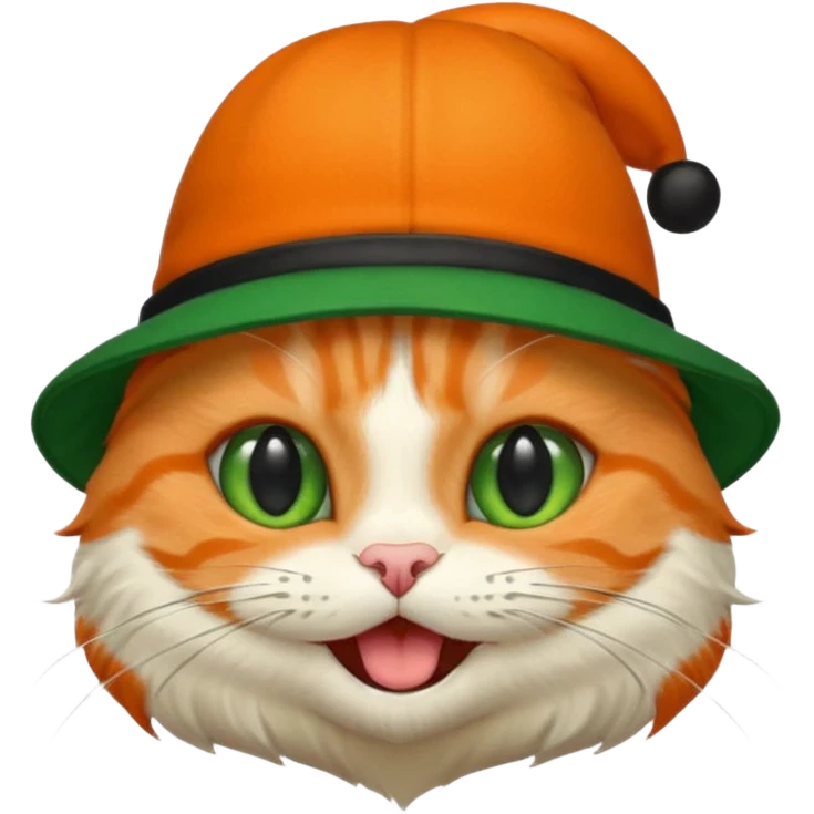 Orange cartoon Katze mit schwarzem melonenhut emoji