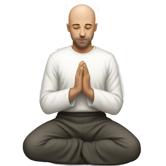 bald man praying white emoji